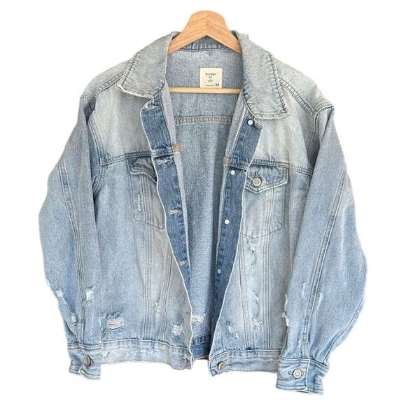 Bridge By Gly For Buckle Distressed Washed Denim Jacket Size XS - Picture 7 of 8